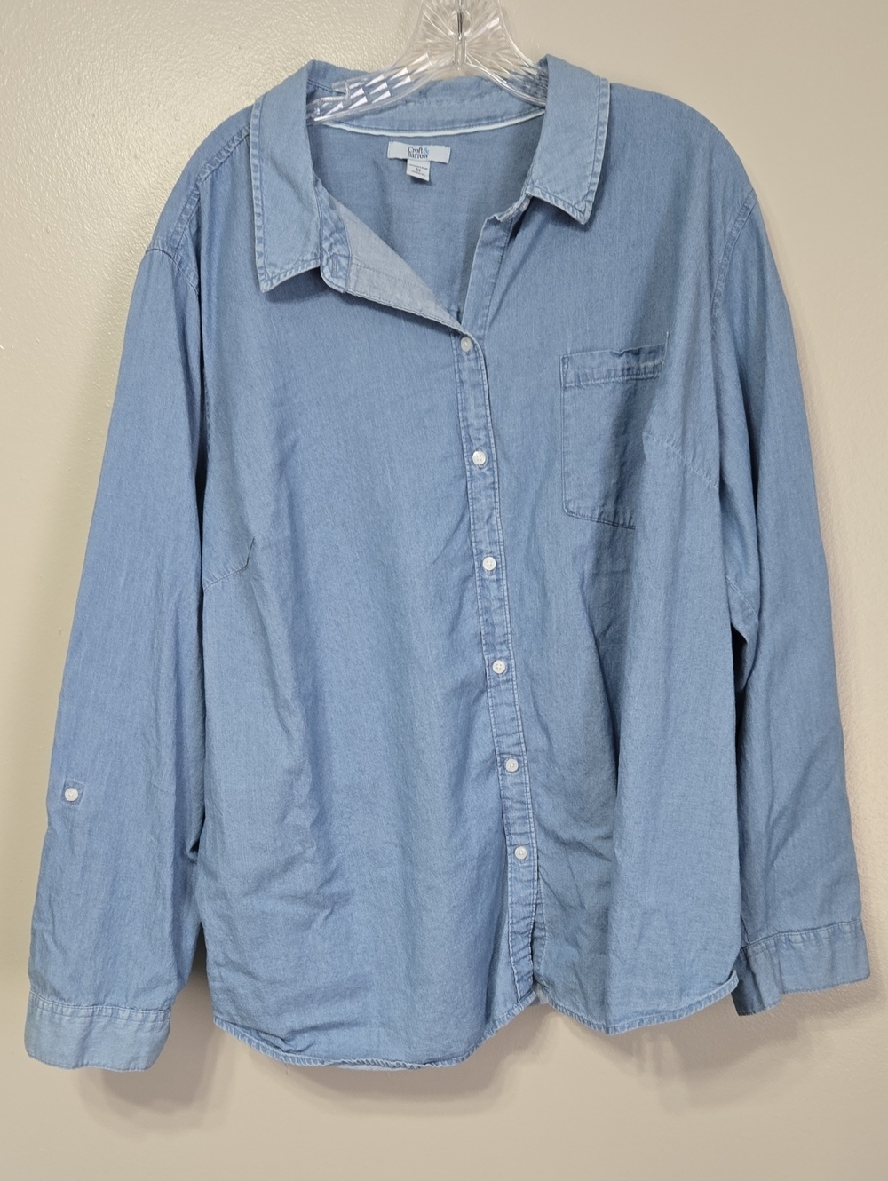 croft & barrow Light Blue Denim Button-Down Shirt 3X